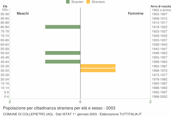 Grafico cittadini stranieri - Collepietro 2003