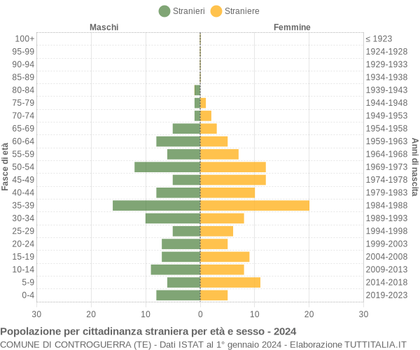 Grafico cittadini stranieri - Controguerra 2024