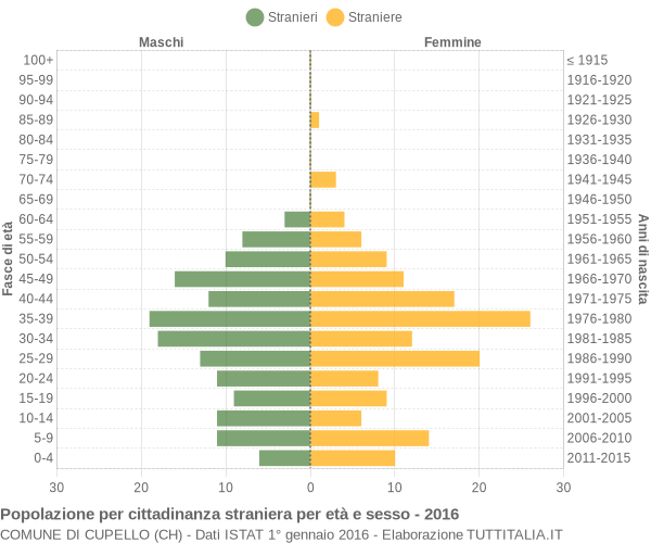 Grafico cittadini stranieri - Cupello 2016