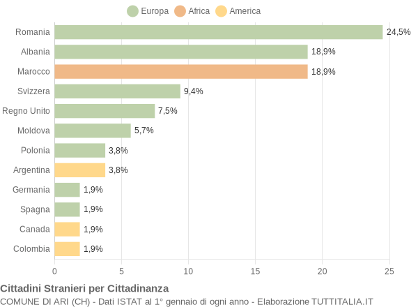 Grafico cittadinanza stranieri - Ari 2009