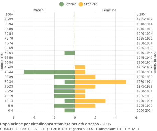 Grafico cittadini stranieri - Castilenti 2005