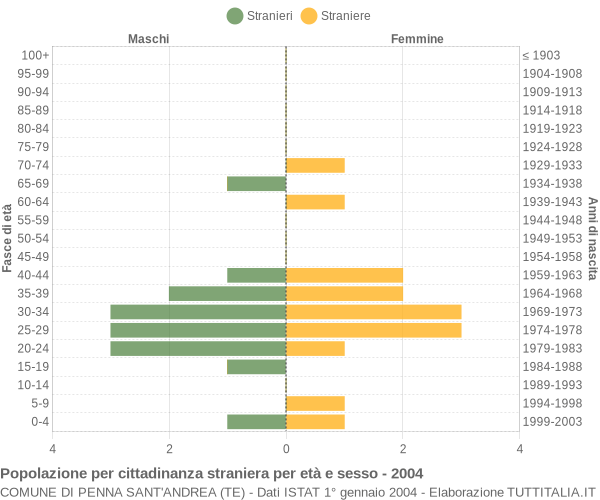 Grafico cittadini stranieri - Penna Sant'Andrea 2004