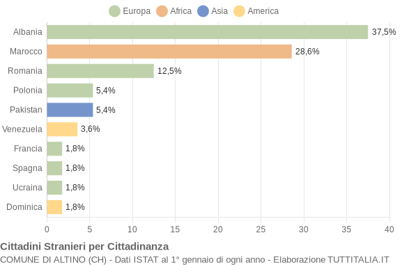 Grafico cittadinanza stranieri - Altino 2005