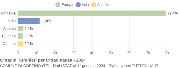 Grafico cittadinanza stranieri - Cortino 2024