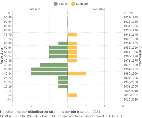 Grafico cittadini stranieri - Cortino 2021