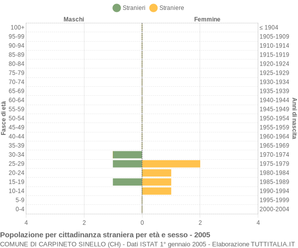 Grafico cittadini stranieri - Carpineto Sinello 2005
