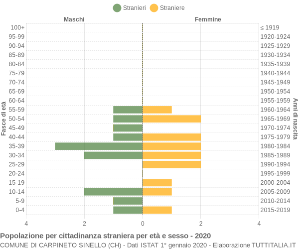 Grafico cittadini stranieri - Carpineto Sinello 2020