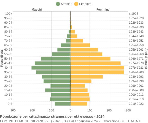 Grafico cittadini stranieri - Montesilvano 2024