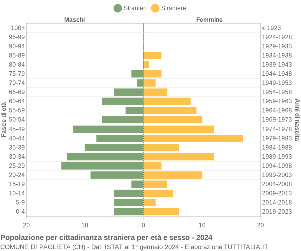 Grafico cittadini stranieri - Paglieta 2024