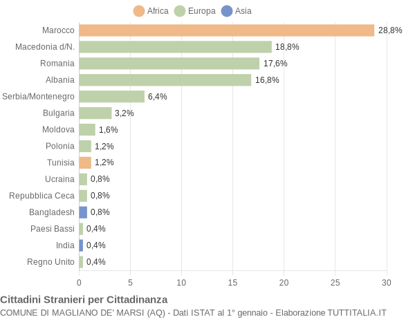 Grafico cittadinanza stranieri - Magliano de' Marsi 2007