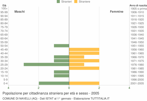 Grafico cittadini stranieri - Navelli 2005