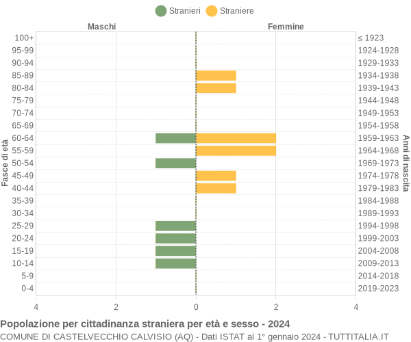 Grafico cittadini stranieri - Castelvecchio Calvisio 2024