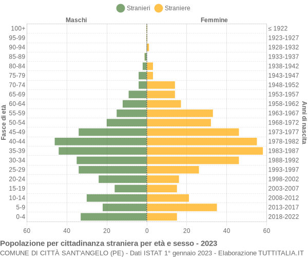 Grafico cittadini stranieri - Città Sant'Angelo 2023