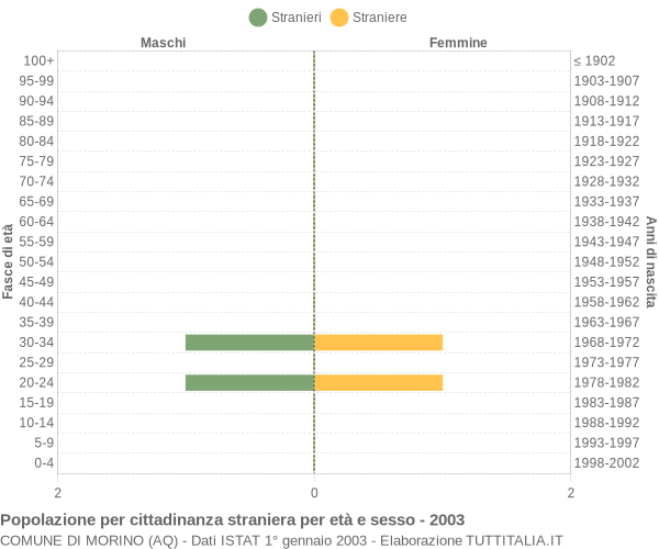 Grafico cittadini stranieri - Morino 2003