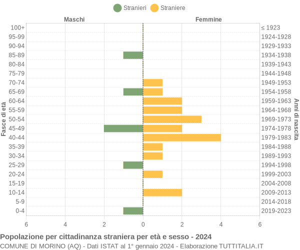 Grafico cittadini stranieri - Morino 2024