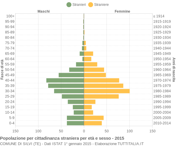 Grafico cittadini stranieri - Silvi 2015