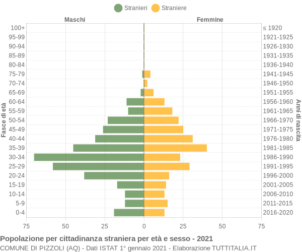 Grafico cittadini stranieri - Pizzoli 2021