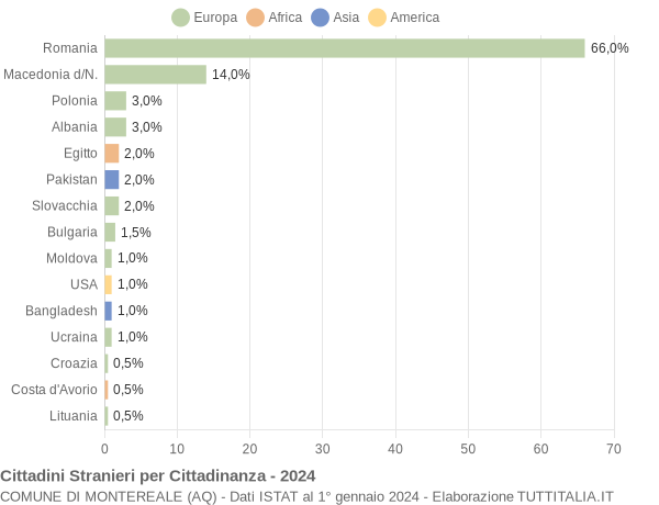 Grafico cittadinanza stranieri - Montereale 2024