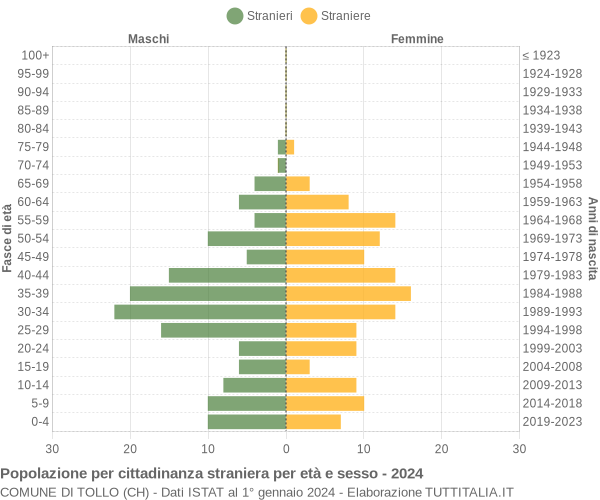 Grafico cittadini stranieri - Tollo 2024