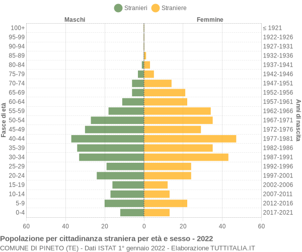 Grafico cittadini stranieri - Pineto 2022