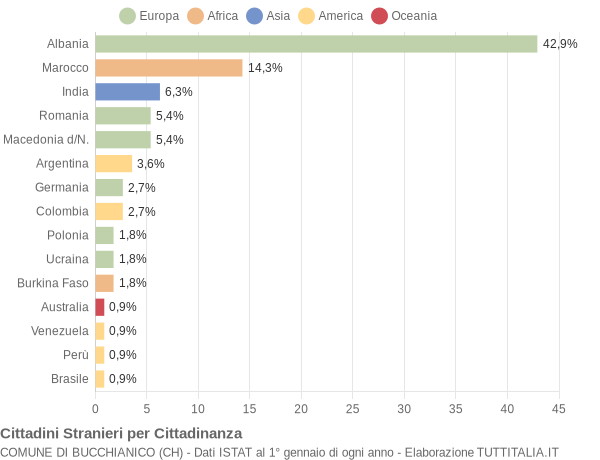 Grafico cittadinanza stranieri - Bucchianico 2007