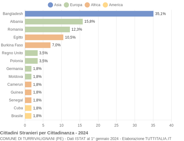 Grafico cittadinanza stranieri - Turrivalignani 2024