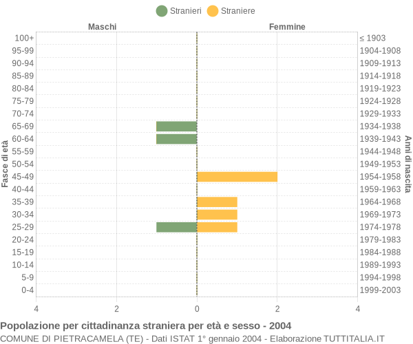 Grafico cittadini stranieri - Pietracamela 2004