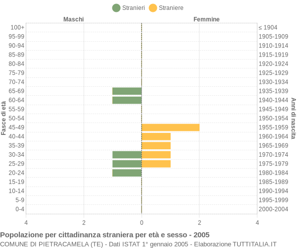 Grafico cittadini stranieri - Pietracamela 2005
