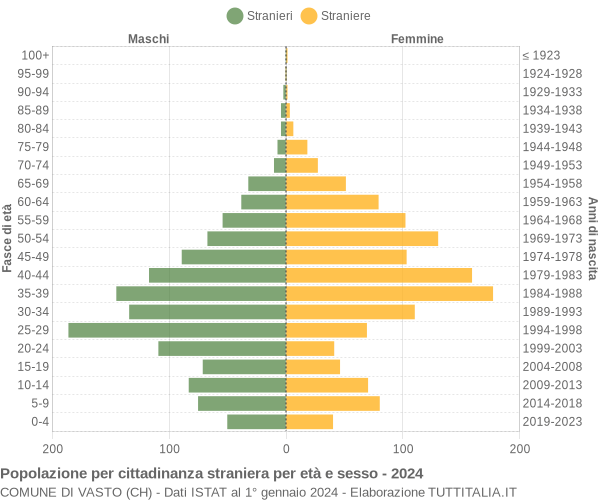 Grafico cittadini stranieri - Vasto 2024