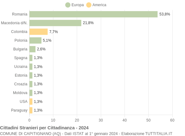 Grafico cittadinanza stranieri - Capitignano 2024