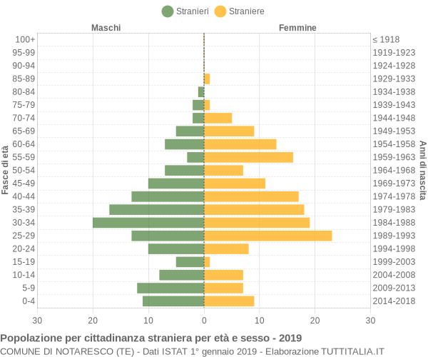 Grafico cittadini stranieri - Notaresco 2019