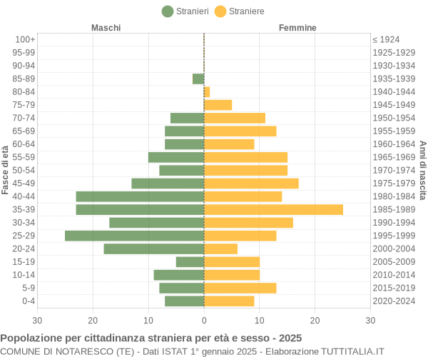 Grafico cittadini stranieri - Notaresco 2025