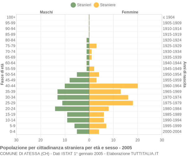 Grafico cittadini stranieri - Atessa 2005
