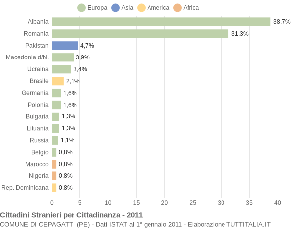 Grafico cittadinanza stranieri - Cepagatti 2011