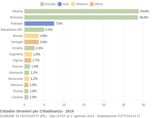 Grafico cittadinanza stranieri - Cepagatti 2014