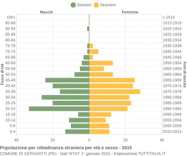 Grafico cittadini stranieri - Cepagatti 2015