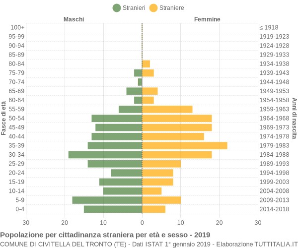 Grafico cittadini stranieri - Civitella del Tronto 2019