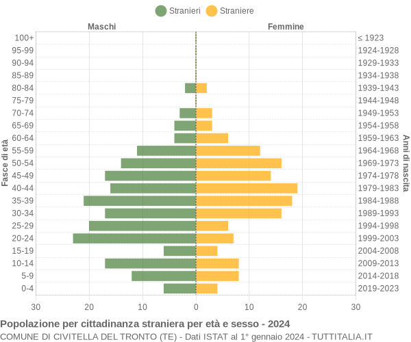 Grafico cittadini stranieri - Civitella del Tronto 2024