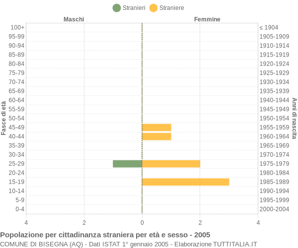 Grafico cittadini stranieri - Bisegna 2005