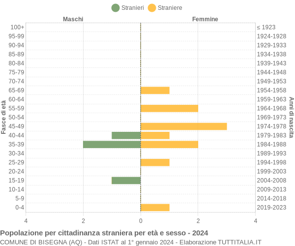 Grafico cittadini stranieri - Bisegna 2024