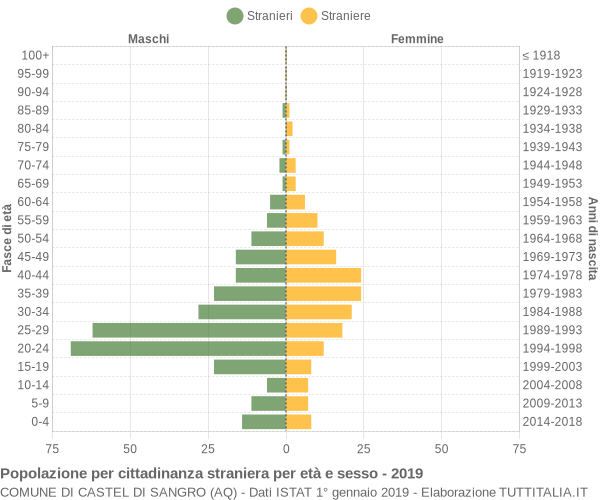 Grafico cittadini stranieri - Castel di Sangro 2019