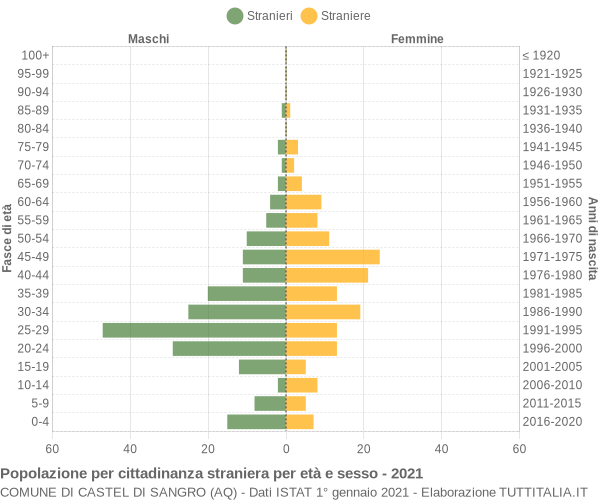 Grafico cittadini stranieri - Castel di Sangro 2021