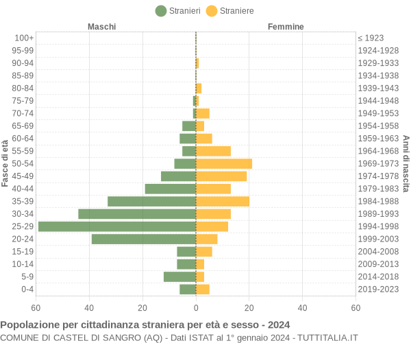 Grafico cittadini stranieri - Castel di Sangro 2024