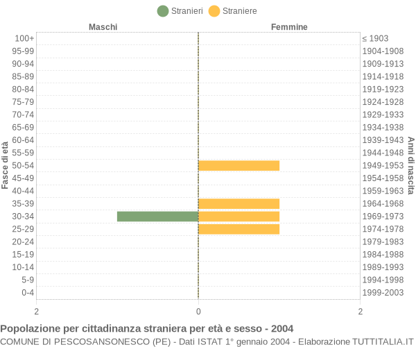 Grafico cittadini stranieri - Pescosansonesco 2004