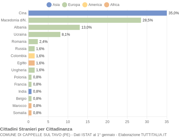 Grafico cittadinanza stranieri - Cappelle sul Tavo 2006