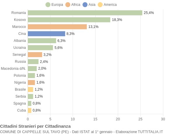 Grafico cittadinanza stranieri - Cappelle sul Tavo 2017