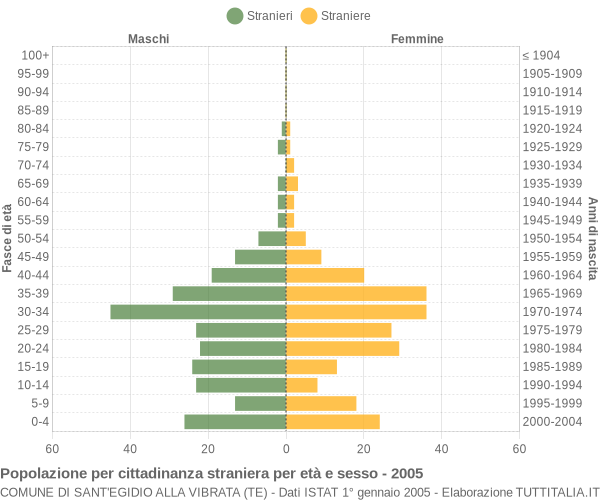 Grafico cittadini stranieri - Sant'Egidio alla Vibrata 2005