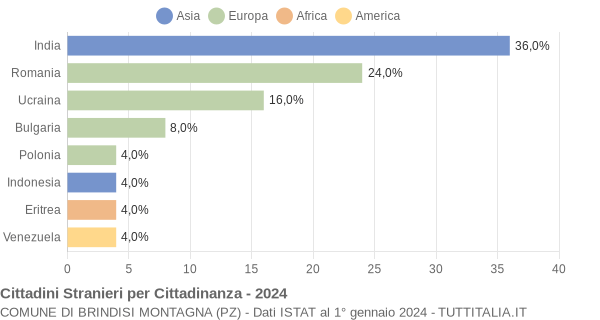 Grafico cittadinanza stranieri - Brindisi Montagna 2024