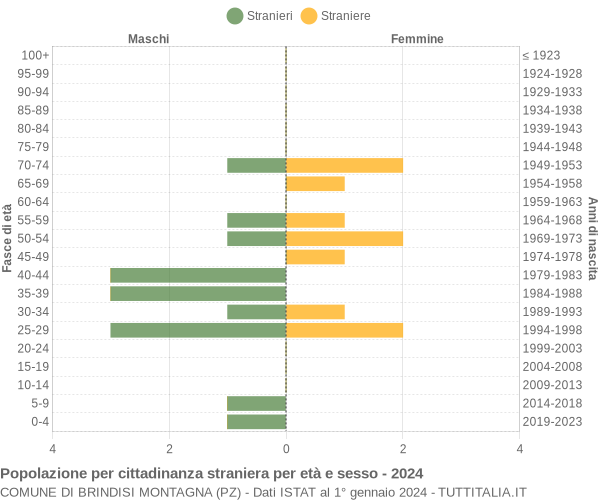 Grafico cittadini stranieri - Brindisi Montagna 2024