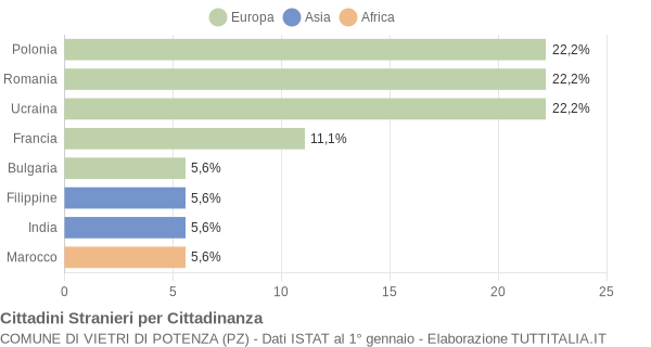 Grafico cittadinanza stranieri - Vietri di Potenza 2009